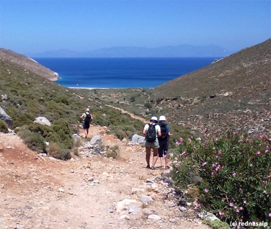 Trail to Skaphi Beach Tilos Greece for a full day of snorkelling