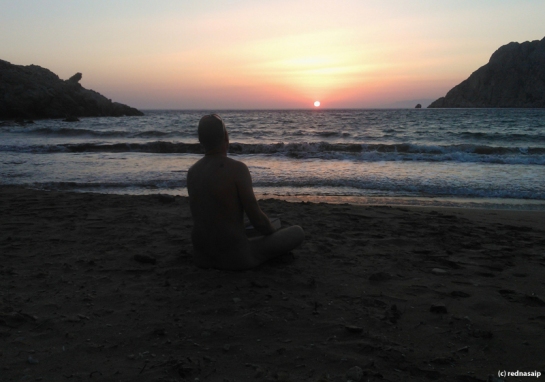 The reward of a long day of travelling was a swim and then just to sit and watch the sun set over Psili Ammos, Patmos