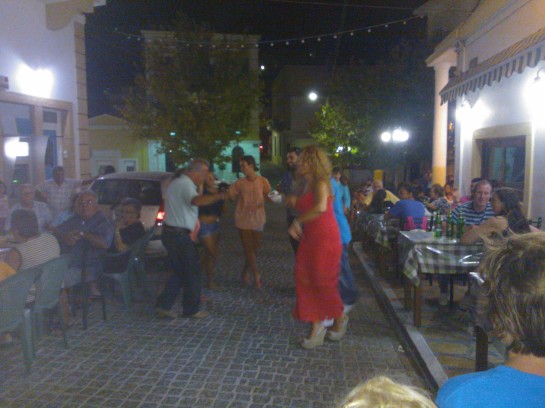 Pandeli, Leros - the Greeks are dancing Greek dancing in the town square